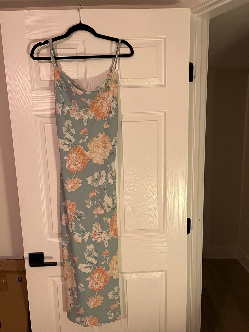 Abercrombie & Fitch Sage Green Maxi Slip Dress with Peach Floral Print